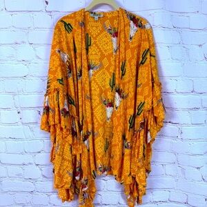 Western bohemian shawl poncho open front duster tunic top blouse cowboy ranch